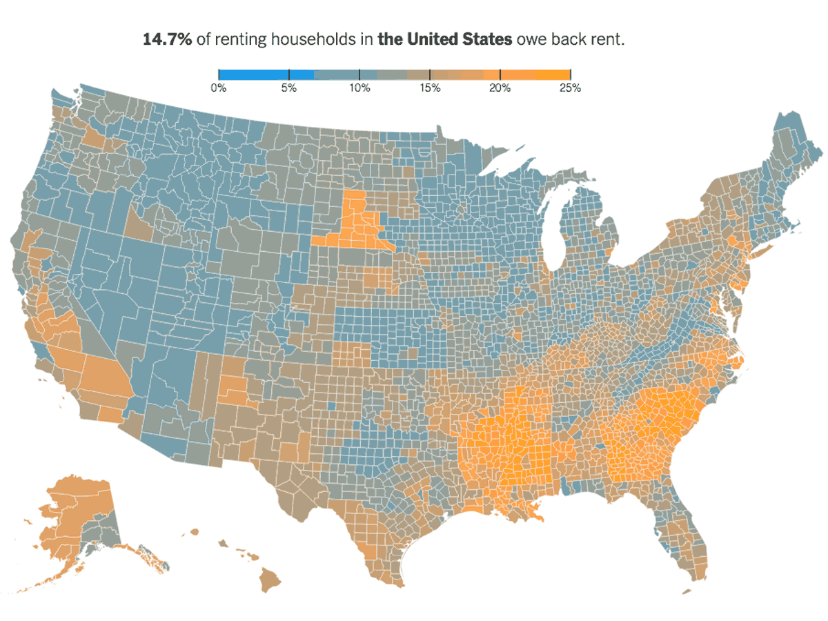 Renters behind on rent by county