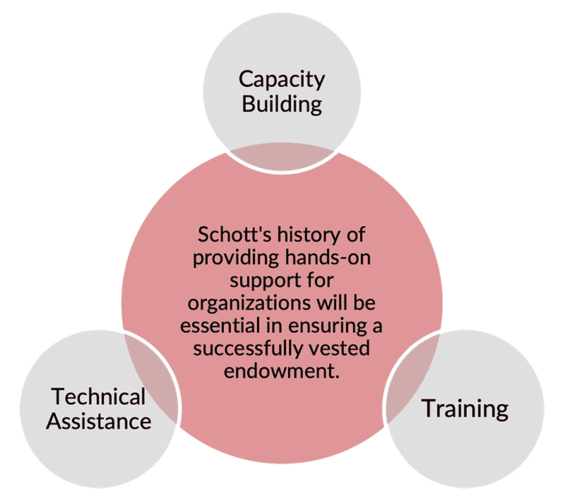 Schott's history of providing hands-on support for organization will be essential in ensuring a successfully vested endowment.